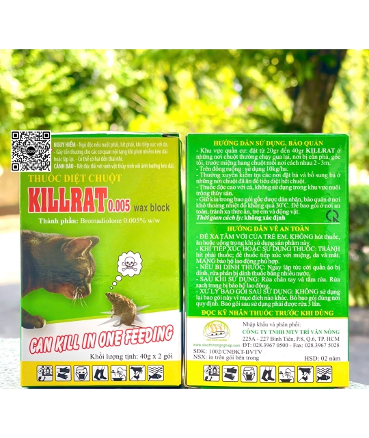 Chuột Killrat 0.005% - 80gr (2 gói/hộp) x 150 hộp