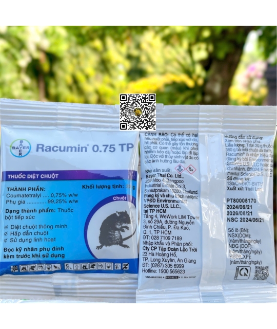 Racumin 0,75 TP - 20gr (12h x 24 gói)