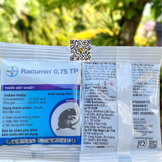 Racumin 0,75 TP - 20gr (12h x 24 gói)