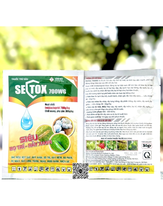 Sectox 700WG - 30gr (8h x 50 gói) Siêu bọ trĩ, rầy xanh